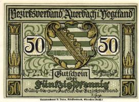 Német Birodalom/Weimari Köztársaság/ Auerbach 1921. 50Pf(3x) + 75Pf(3x) 6klf db, teljes sor T:I