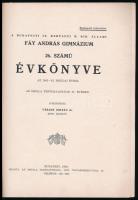 1943 Budapesti IX. kerületi M. Kir. Állami Fáy András Gimnázium 26. sz. évkönyve az 1942-43. iskolai...