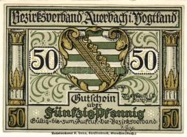 Német Birodalom/Weimari Köztársaság/ Auerbach 1921. 50Pf(3x) + 75Pf(3x) 6klf db, teljes sor T:I