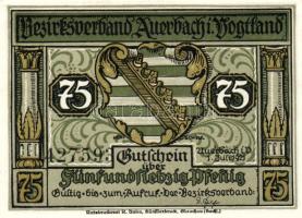 Német Birodalom/Weimari Köztársaság/ Auerbach 1921. 50Pf(3x) + 75Pf(3x) 6klf db, teljes sor T:I