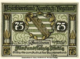 Német Birodalom/Weimari Köztársaság/ Auerbach 1921. 50Pf(3x) + 75Pf(3x) 6klf db, teljes sor T:I