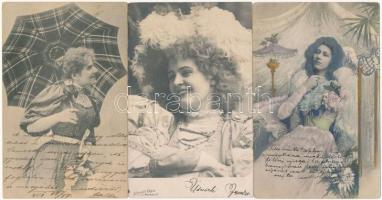 46 db régi motívumlap: hölgyek, gyerekek, szerelmespárok, üdvözlőlapok / 46 pre-1945 motive cards: l...