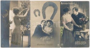 46 db régi motívumlap: hölgyek, gyerekek, szerelmespárok, üdvözlőlapok / 46 pre-1945 motive cards: l...