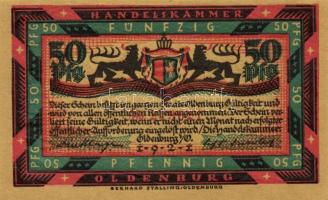 Német Birodalom/Weimari Köztársaság/ Oldenburg 1921. 50Pf(6x) 6klf db, teljes sor T:I