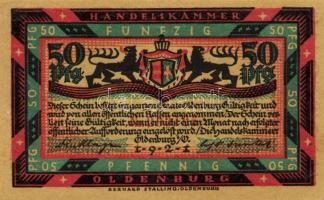 Német Birodalom/Weimari Köztársaság/ Oldenburg 1921. 50Pf(6x) 6klf db, teljes sor T:I