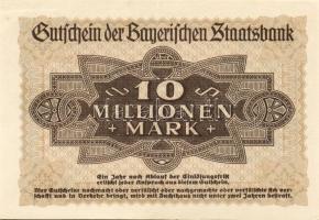 Német Birodalom/Weimari Köztársaság/Bajorország/Bayerischen Staatsbank, München 1923. 10.000.000M T:...