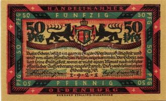 Német Birodalom/Weimari Köztársaság/ Oldenburg 1921. 50Pf(6x) 6klf db, teljes sor T:I