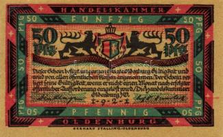 Német Birodalom/Weimari Köztársaság/ Oldenburg 1921. 50Pf(6x) 6klf db, teljes sor T:I