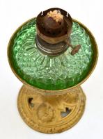 Szecessziós lámpa, a test törött, repedezett, kopott, kis darab hiányzik belőle, m: 22 cm