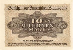 Német Birodalom/Weimari Köztársaság/Bajorország/Bayerischen Staatsbank, München 1923. 10.000.000M T:...