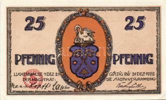 Német Birodalom/Weimari Köztársaság/ Luckenwalde 1921. 25Pf + 50Pf + 100Pf 3klf db, teljes sor T:I-