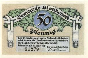 Német Birodalom/Weimari Köztársaság/ Blankenese 1921. 20Pf(2x) + 50Pf 3klf db, teljes sor T:I
