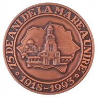 Románia 1993. 75de Ani de la Marea Unire 1918-1993 / Alba Iulia 1918 1 Decembrie 1993 kétoldalas vert Br emlékérem, eredeti dísztokban. Szign.: EBC (59mm) T:1-