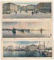 Trieste, Trieszt, Trst - 5 db régi városképes lap / 5 pre-1945 town-view postcards (18 cm x 6 cm)