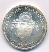 1938. 5P Ag "Szent István" T:1-, patina Adamo P8.1