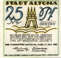 Német Birodalom/Weimari Köztársaság/ Altona 1921. 25Pf(2x) + 50Pf(2x) + 75Pf(2x) 6klf db, teljes sor...
