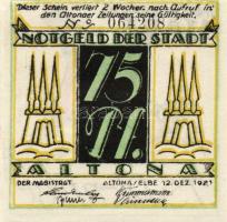 Német Birodalom/Weimari Köztársaság/ Altona 1921. 25Pf(2x) + 50Pf(2x) + 75Pf(2x) 6klf db, teljes sor...