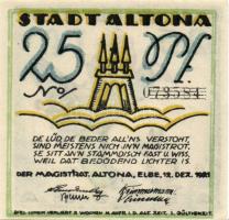 Német Birodalom/Weimari Köztársaság/ Altona 1921. 25Pf(2x) + 50Pf(2x) + 75Pf(2x) 6klf db, teljes sor T:I