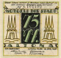 Német Birodalom/Weimari Köztársaság/ Altona 1921. 25Pf(2x) + 50Pf(2x) + 75Pf(2x) 6klf db, teljes sor...