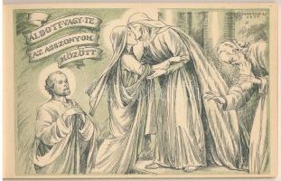 Karácsony - 10 lapos művészi képeslapfüzet Márton Lajos grafikáival / Christmas greeting art postcar...