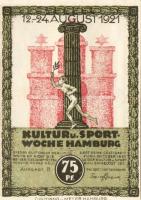 Német Birodalom/Weimari Köztársaság/ Hamburg 1921. 50Pf + 75Pf + 1M 3klf db, teljes sor T:I