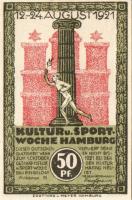 Német Birodalom/Weimari Köztársaság/ Hamburg 1921. 50Pf + 75Pf + 1M 3klf db, teljes sor T:I