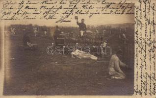 1907 Gyulafehérvár, Alba Iulia; osztrák-magyar katonák a gyakorlótéren / Austro-Hungarian K.u.K. military, soldiers at the practice field. photo (EK)