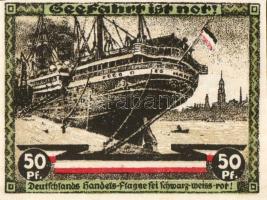 Német Birodalom/Weimari Köztársaság/ Hamburg 1921. 50Pf + 75Pf + 1M 3klf db, teljes sor T:I