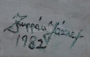 Zsuppán József (?-): Balatonfüredi hajóállomás. Olaj, vászon, jelzett, hátoldalán címkével feliratoz...