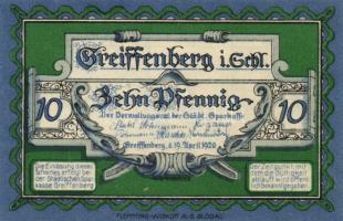 Német Birodalom/Weimari Köztársaság/ Greiffenberg 1920. 10Pf + 25Pf + 50Pf 3klf db, teljes sor T:I