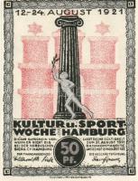 Német Birodalom/Weimari Köztársaság/ Hamburg 1921. 50Pf(ezüst nyomással) + 1M(arany nyomással) 2klf db T:I