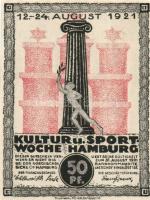 Német Birodalom/Weimari Köztársaság/ Hamburg 1921. 50Pf(ezüst nyomással) + 1M(arany nyomással) 2klf db T:I