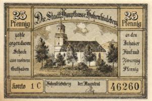 Német Birodalom/Weimari Köztársaság/ Hohenfriedeberg D.N. 25Pf(4x) + 50Pf(4x) + 75Pf + 1,25M 10klf db, teljes sor T:I,I-