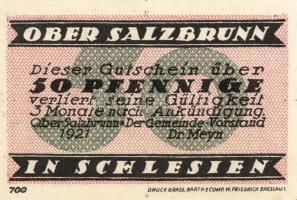 Német Birodalom/Weimari Köztársaság/ Ober-Salzbrunn 1921. 50Pf(5x) 5klf db, teljes sor T:I,I-