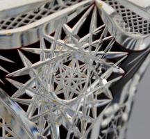 Ezüst(Ag) talpas ólomkristály váza, jelzett, metszett, apró kopásokkal, m: 30,5 cm