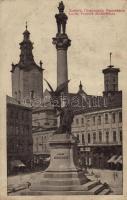 1915 Lviv, Lwów, Lemberg; Pomnik Mickiewicza / monument, statue + M. kir. 8/I. népfölkelő útépítési munkásosztag (EK)