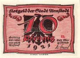 Német Birodalom/Weimari Köztársaság/ Arnstadt 1921. 10Pf(6x) 6klf db, teljes sor T:I