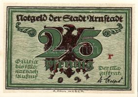 Német Birodalom/Weimari Köztársaság/ Arnstadt 1921. 25Pf(6x) 6klf db, teljes sor T:I