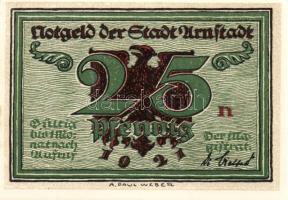 Német Birodalom/Weimari Köztársaság/ Arnstadt 1921. 25Pf(6x) 6klf db, teljes sor T:I