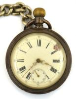 Mechanikus zsebóra láncon, működik, számlapon lepattanás, h: 36 cm