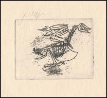 Kondor Béla (1931-1972): Madár (életműkat.: 64/39), 6 kis rézkarc mappából. Rézkarc, papír, utólagos...