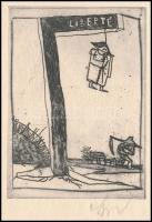 Kondor Béla (1931-1972): Liberté (életműkat. 1958/63). Rézkarc, papír, jelzett, lap tetején enyhén s...