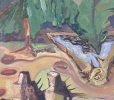 Krizbai Sándor (1949-): Erdélyi idill. Olaj, vászon, jelzett és datált (Krizbai 2009), hátoldalán au...