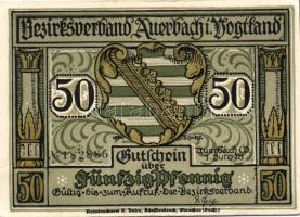 Német Birodalom/Weimari Köztársaság/ Auerbach 1921. 50Pf(3x) + 75Pf(3x) 6klf db, teljes sor T:I