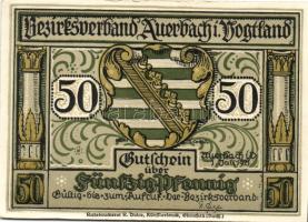 Német Birodalom/Weimari Köztársaság/ Auerbach 1921. 50Pf(3x) + 75Pf(3x) 6klf db, teljes sor T:I