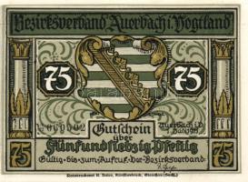 Német Birodalom/Weimari Köztársaság/ Auerbach 1921. 50Pf(3x) + 75Pf(3x) 6klf db, teljes sor T:I