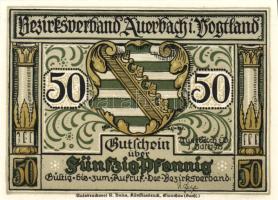 Német Birodalom/Weimari Köztársaság/ Auerbach 1921. 50Pf(3x) + 75Pf(3x) 6klf db, teljes sor T:I