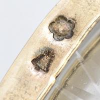 Üveg só/borstartó, ezüst foglalatban, 2 db, jelzett, csorbával, 4x5,5 cm