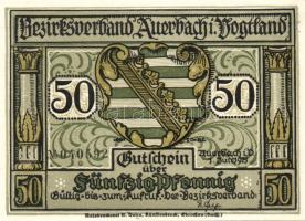 Német Birodalom/Weimari Köztársaság/ Auerbach 1921. 50Pf(3x) + 75Pf(3x) 6klf db, teljes sor T:I