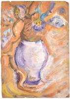 TM jelzéssel: Csendélet. Olaj, farost, sérült. 48,5x35 cm